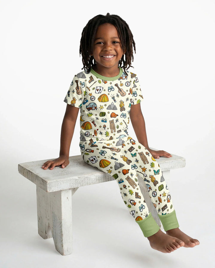 Love Camping Matching Family Bamboo Two Piece Short Sleeve Pajama Set