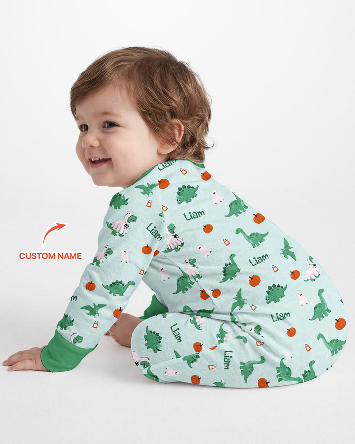 Custom Name Spooky Dinosaur Halloween - Personalized Bamboo Convertible Zippy