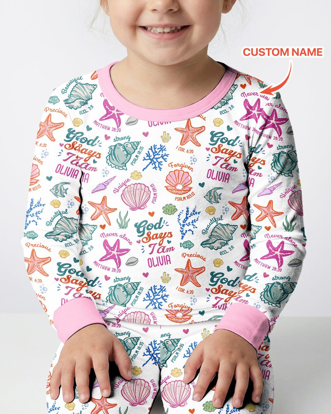 Coastal God Says I Am Custom Name Bamboo Two Piece Long Sleeve Pajama Set
