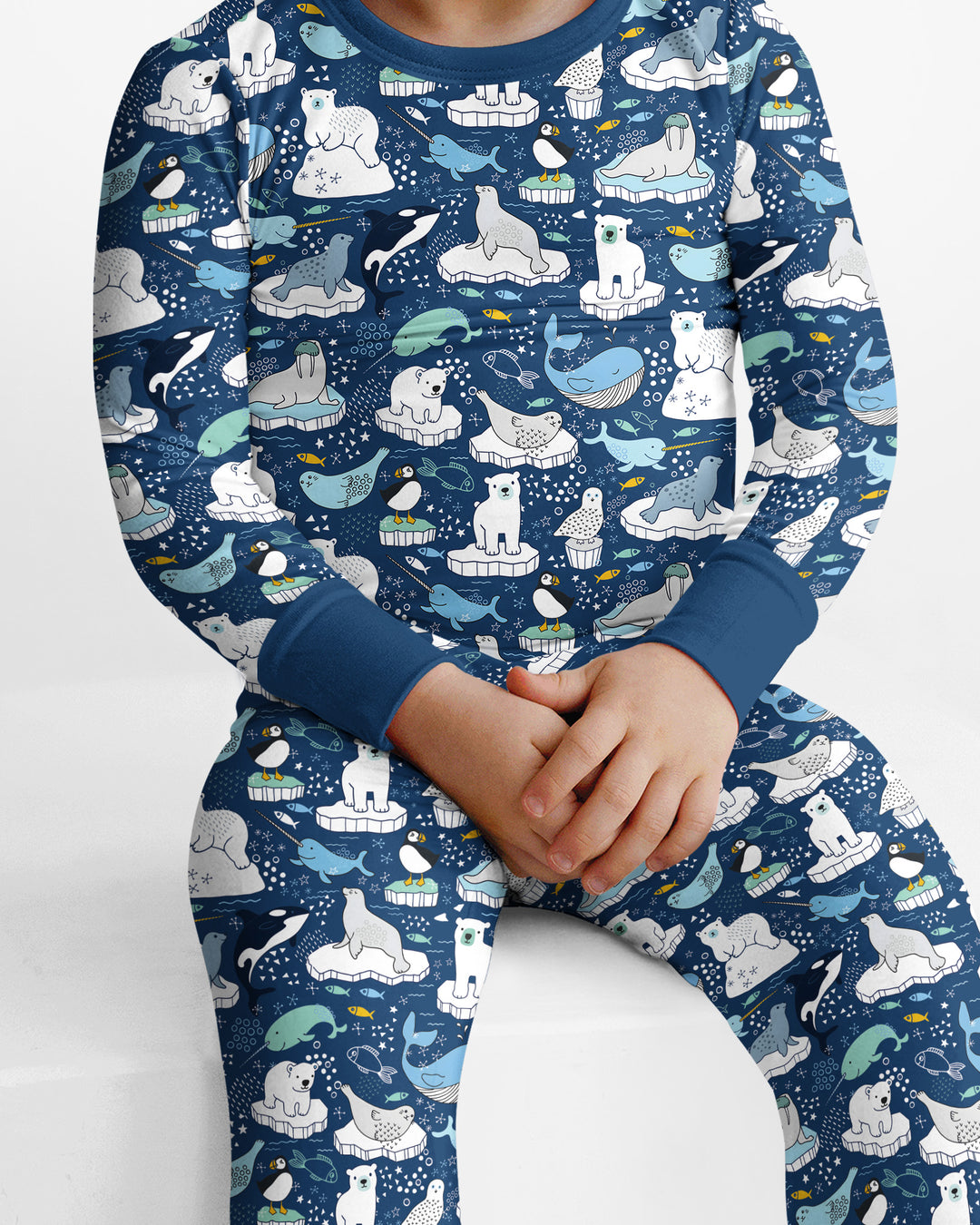 Animal Icebergs Bamboo Two Piece Long Sleeve Pajama Set