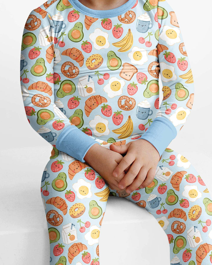 Breakfast Buddies Family Matching Bamboo Two Piece Long Sleeve Pajama Set