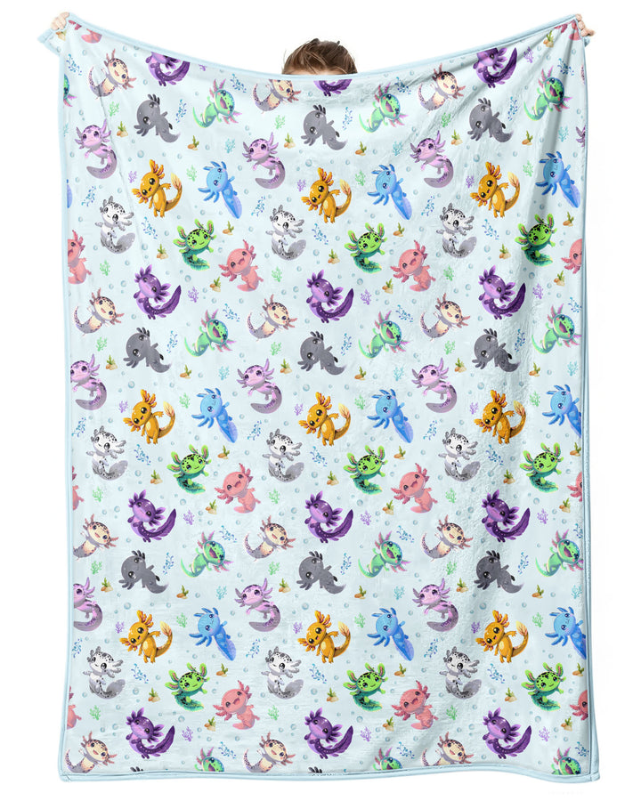 I Love You Axolotl Bamboo Blanket