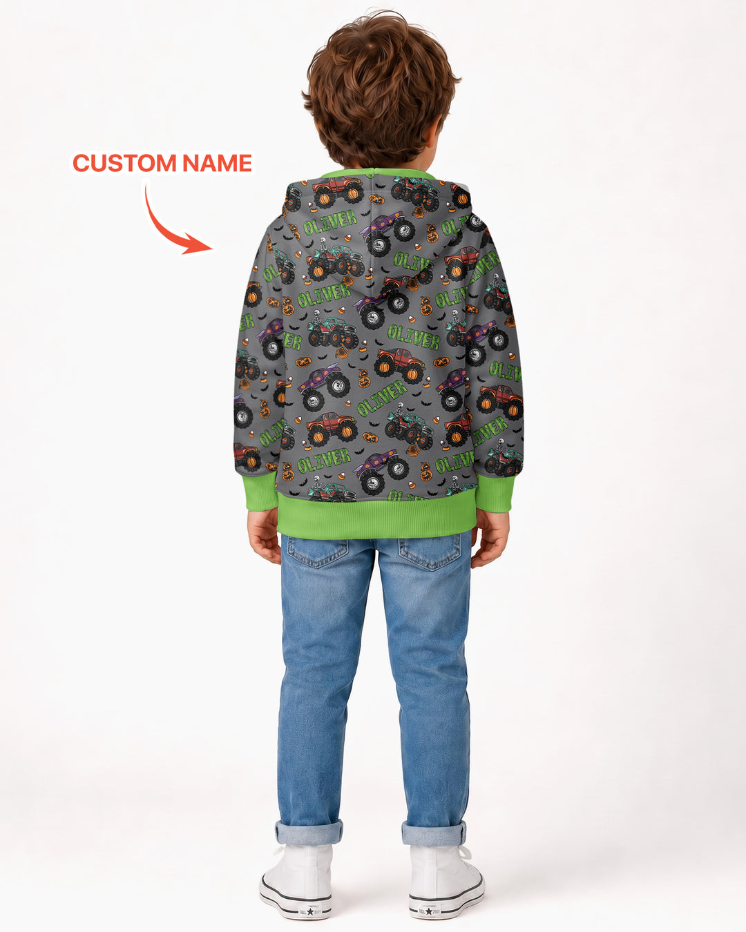 Custom Name Haunted Monster Trucks Bamboo Zip Hoodie