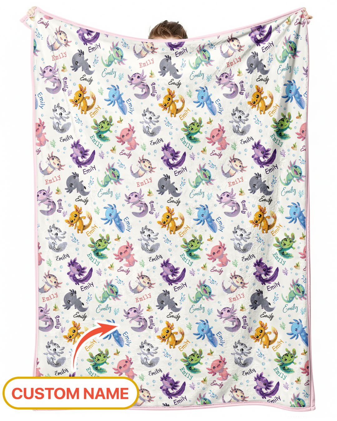 I Love You Axolotl Custom Name Bamboo Blanket