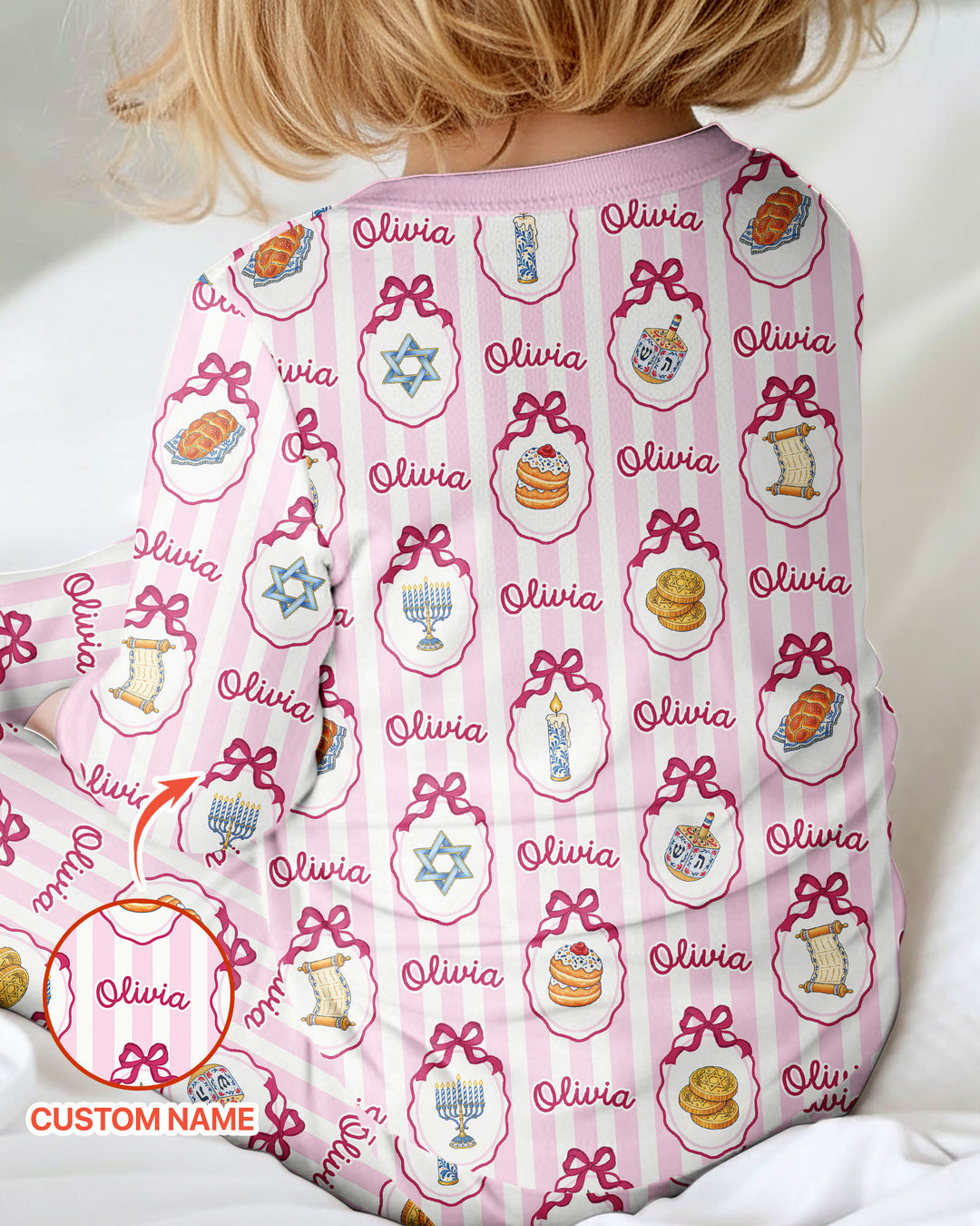 Custom Name Hanukkah Striped Bamboo Convertible Zippy