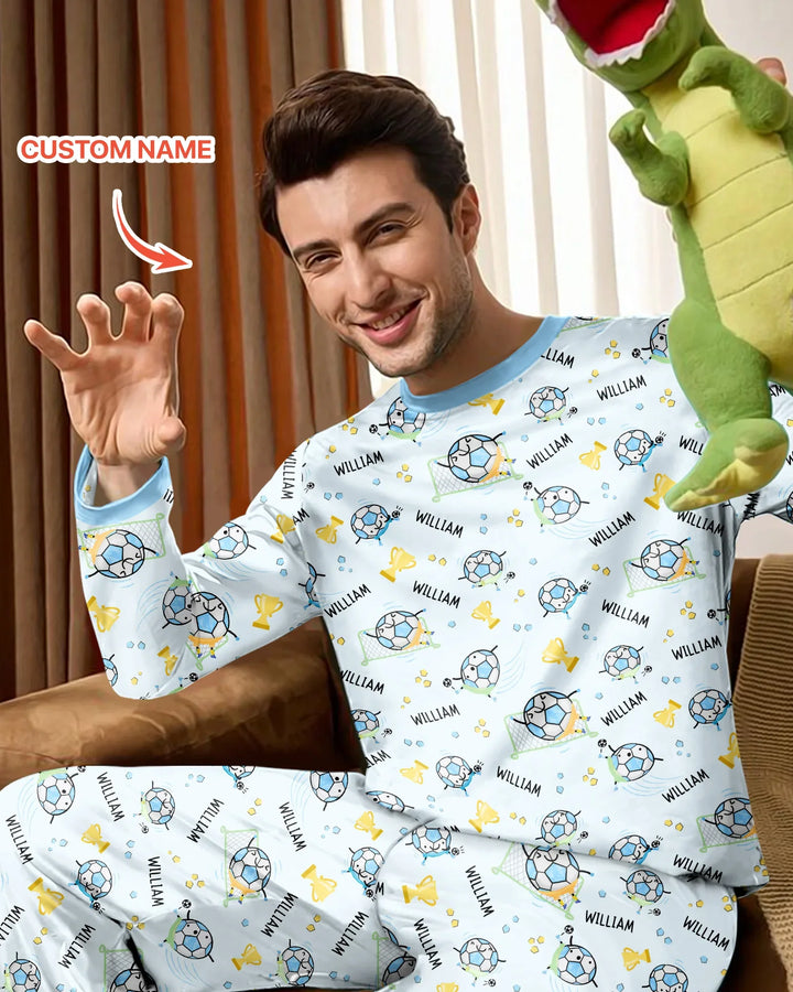 Custom Name Soccer Dad Team Matching Bamboo Men's Pajama Set