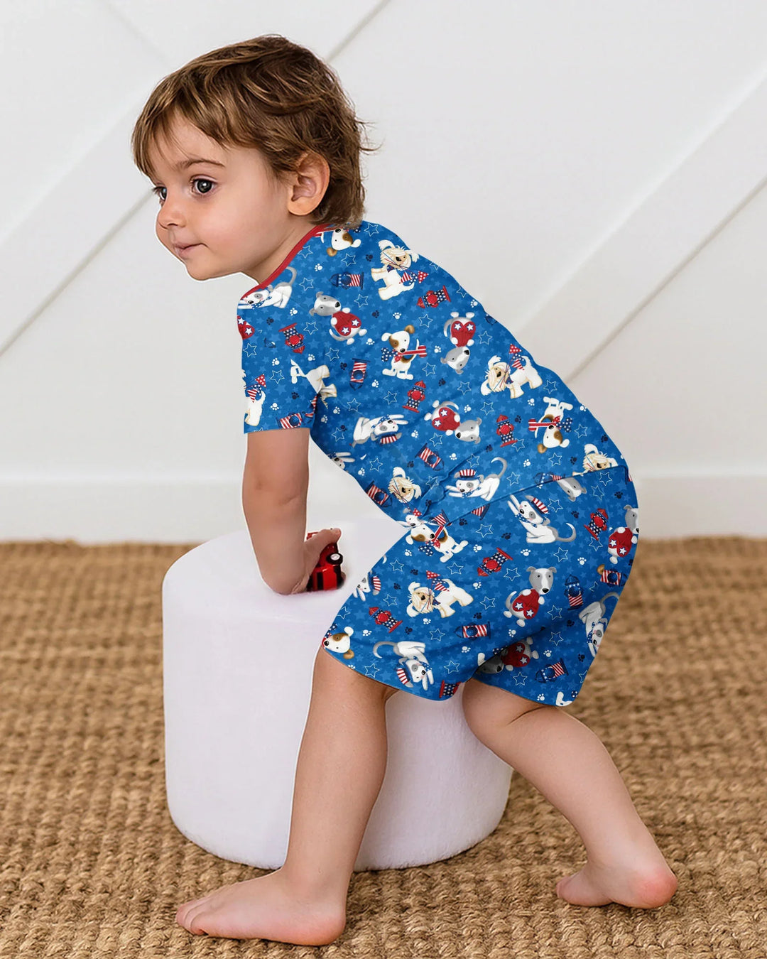 Red, White & Woof Family Matching Bamboo Two Piece Short Sleeve Shorts Pajama Set
