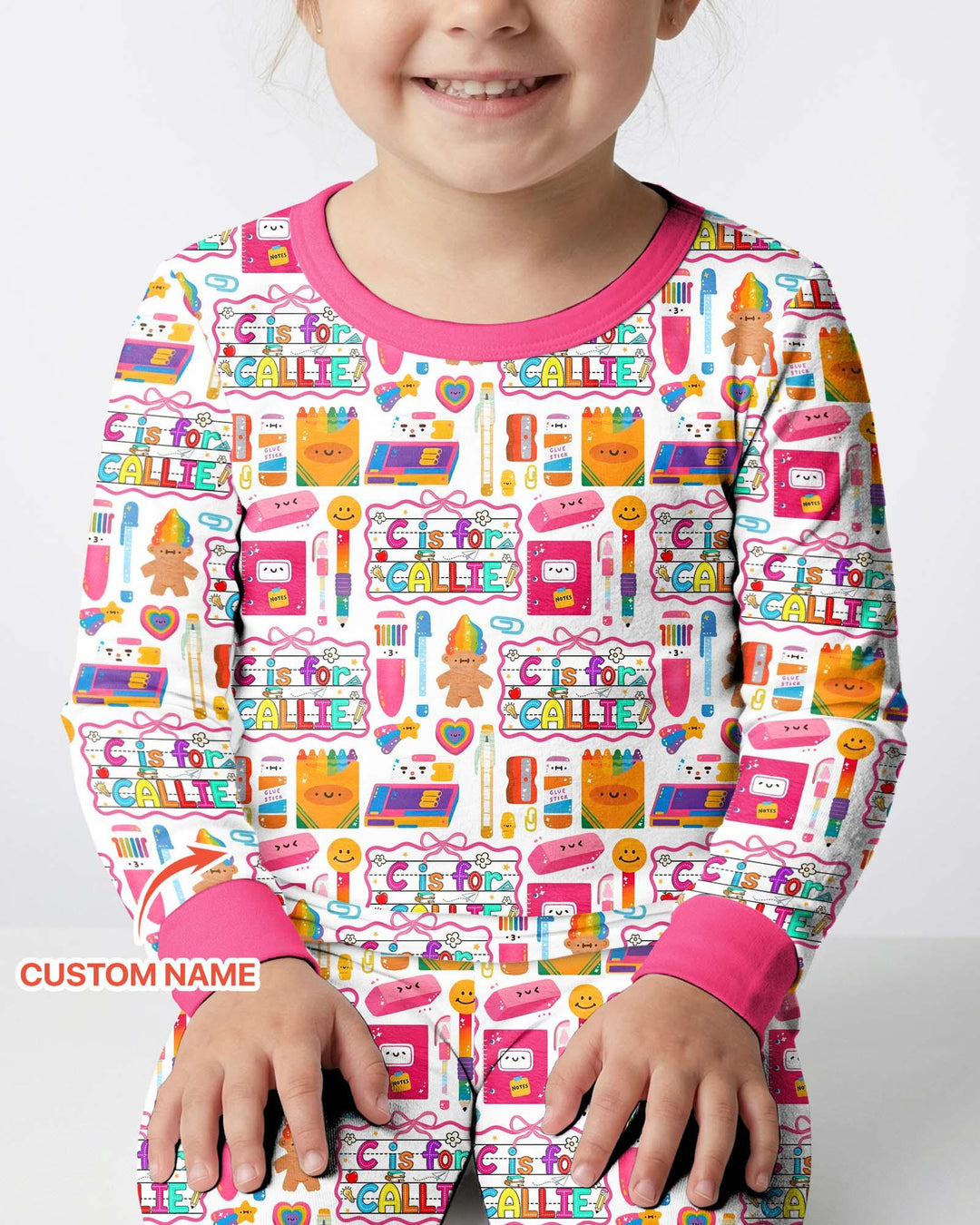 Custom Name Classroom Cuties Bamboo Two Piece Long Sleeve Pajama Set