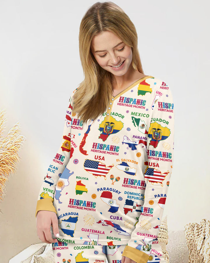 Hispanic Heritage Month Country Flags Bamboo Women Pajama Set