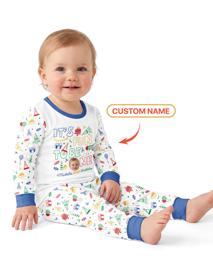 Custom Photo It's Fun To Be One Bamboo Two Piece Long Sleeve Pajama Set