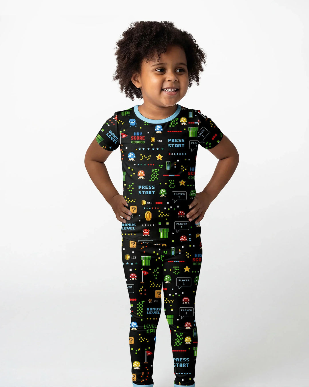 Pixel Game Lover Matching Bamboo Two Piece Short Sleeve Pajama Set