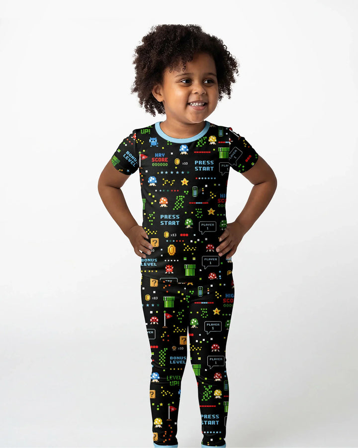 Pixel Game Lover Matching Bamboo Two Piece Short Sleeve Pajama Set