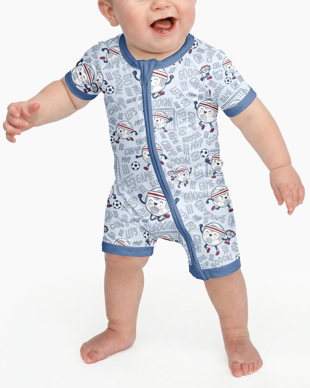 Happy Soccer Ball Family Matching Bamboo Shorty Zippy