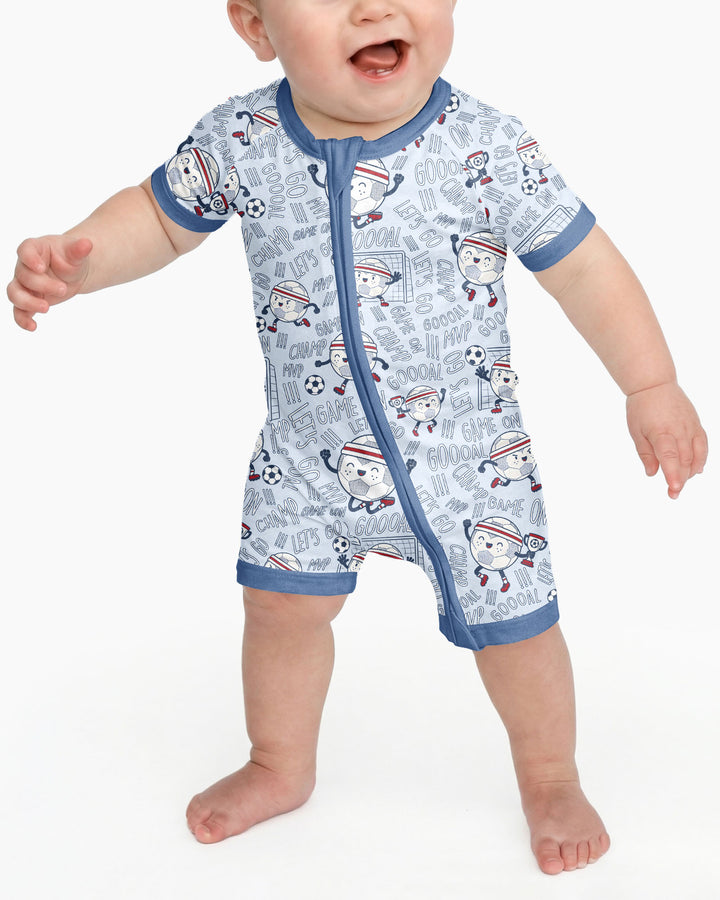 Happy Soccer Ball Family Matching Bamboo Shorty Zippy