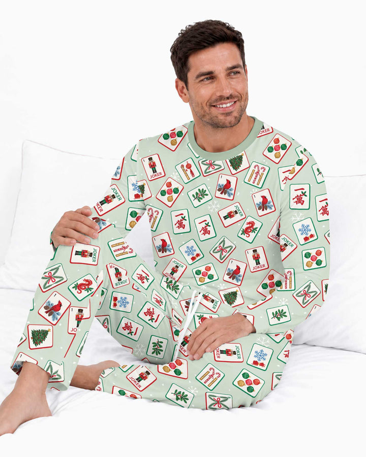 Christmas Mahjong  Bamboo Men's Pajama Set