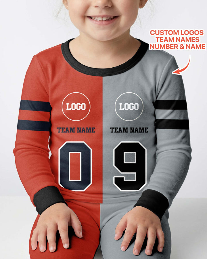 Football Rivalry Family Personalized Bamboo Two Piece Long Sleeve Pajama Set