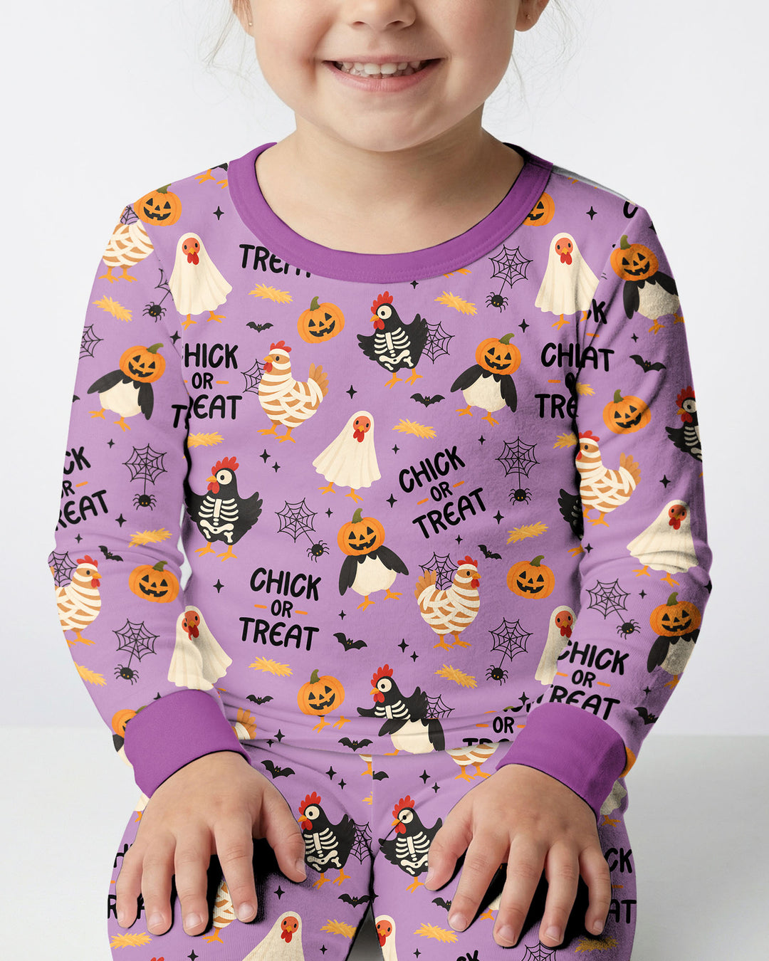 Halloween Chick Or Treat Bamboo Two Piece Long Sleeve Pajama Set