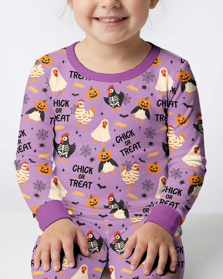 Halloween Chick Or Treat Bamboo Two Piece Long Sleeve Pajama Set