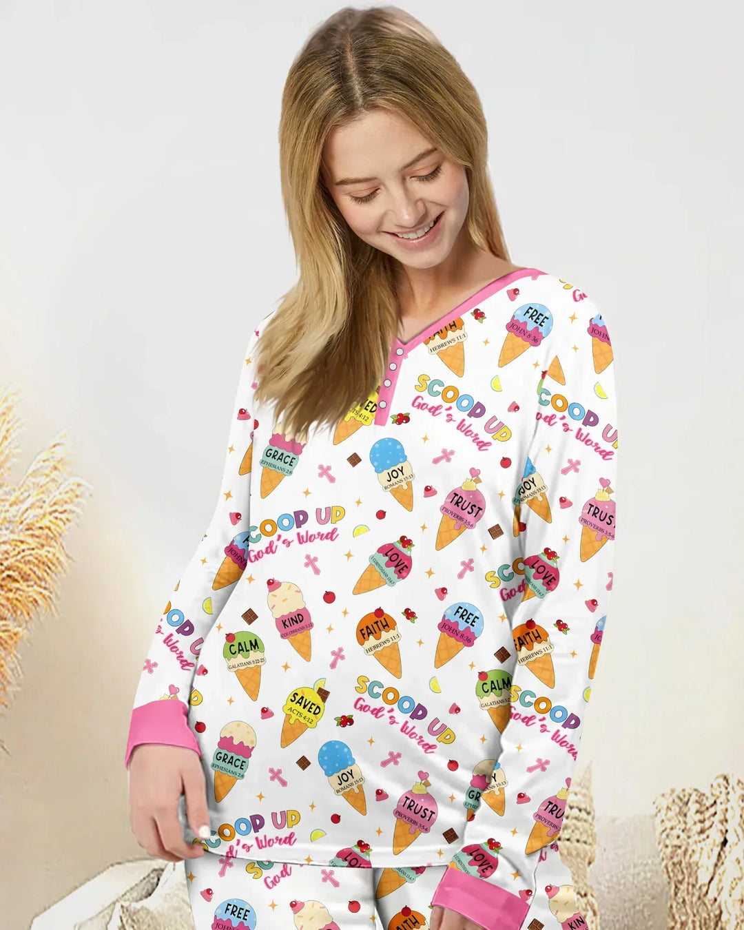 Ice Cream Summer Christian  Bamboo Women Pajama Set