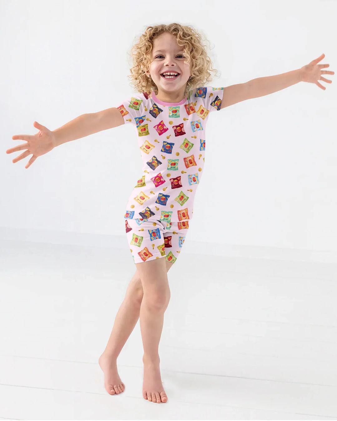 Potato Chips Bamboo Two Piece Short Sleeve Shorts Pajama Set