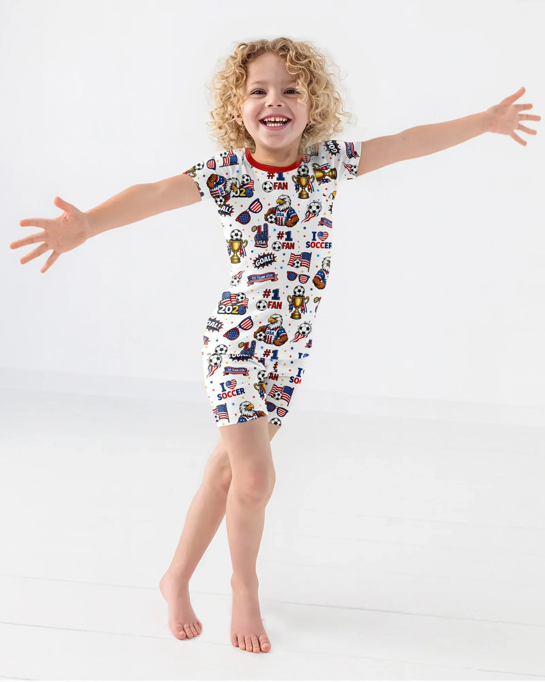 USA Soccer 2026 Party Bamboo Two Piece Short Sleeve Shorts Pajama Set