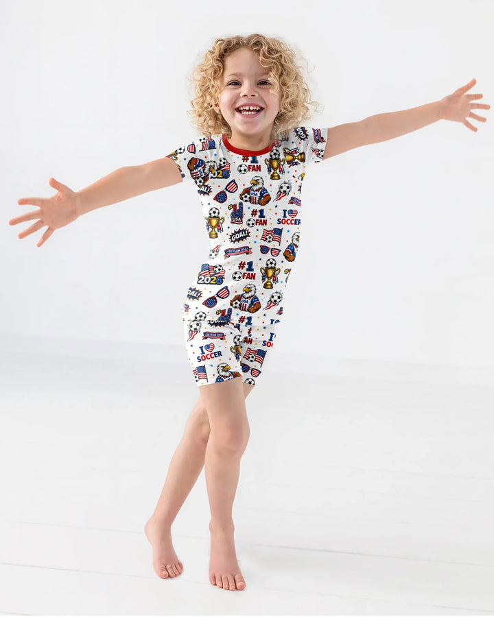 USA Soccer 2026 Party Bamboo Two Piece Short Sleeve Shorts Pajama Set