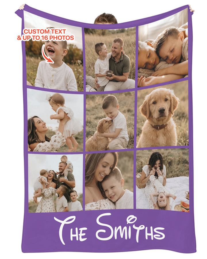 Custom Photo Collage Family Bamboo Blanket