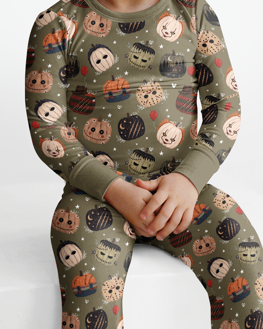 Spooky Slasher Pumpkins Bamboo Two Piece Long Sleeve Pajama Set