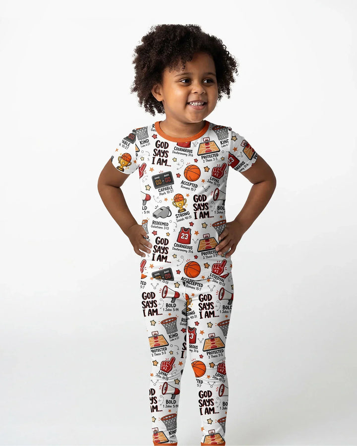 Basketball God Says I Am Bamboo Two Piece Short Sleeve Pajama Set