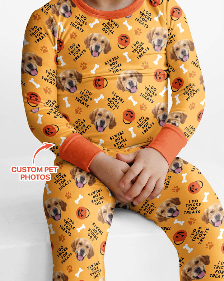 Custom Pet Photo Tricks for Treats  Bamboo Two Piece Long Sleeve Pajama Set