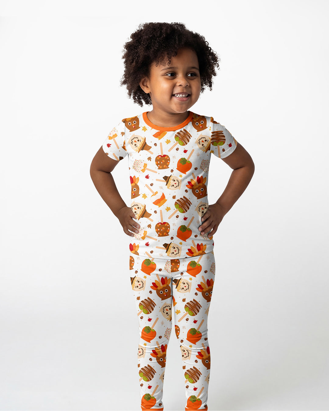 Fall Caramel Apple Family Matching Bamboo Two Piece Short Sleeve Pajama Set