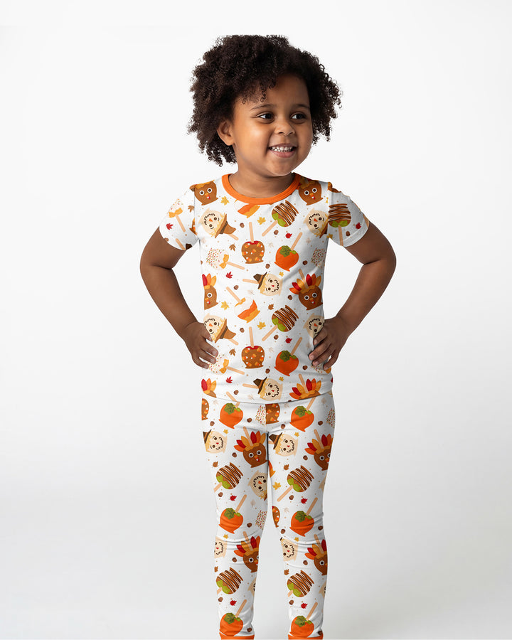 Fall Caramel Apple Family Matching Bamboo Two Piece Short Sleeve Pajama Set