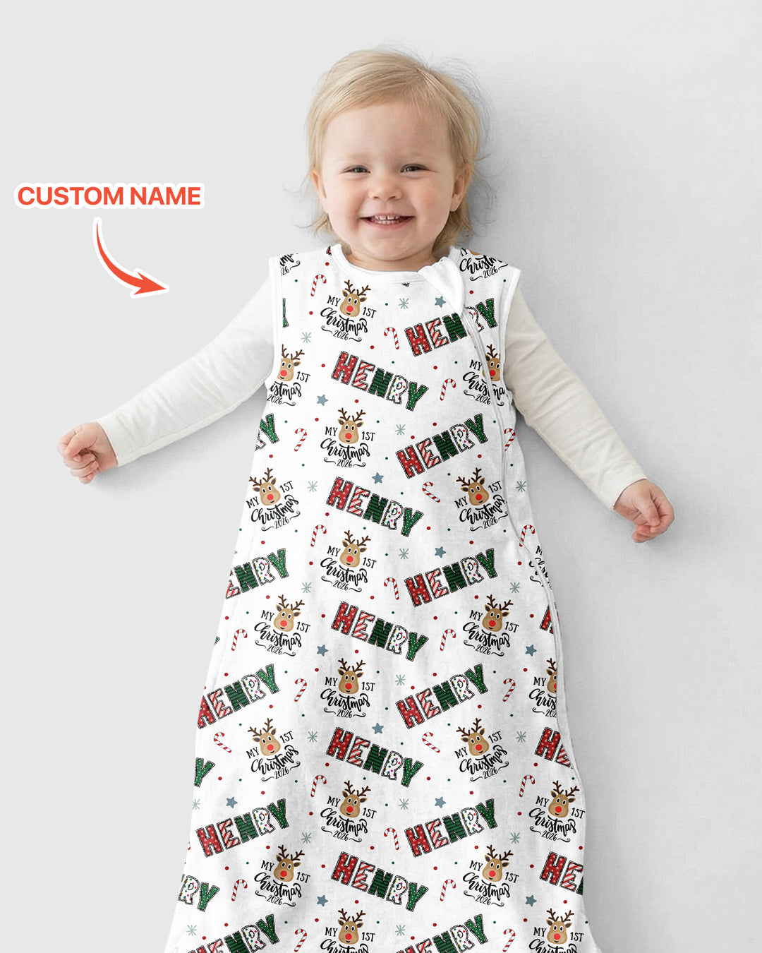 Custom Name "My First Christmas 2026" - Bamboo Sleep Bag (S)