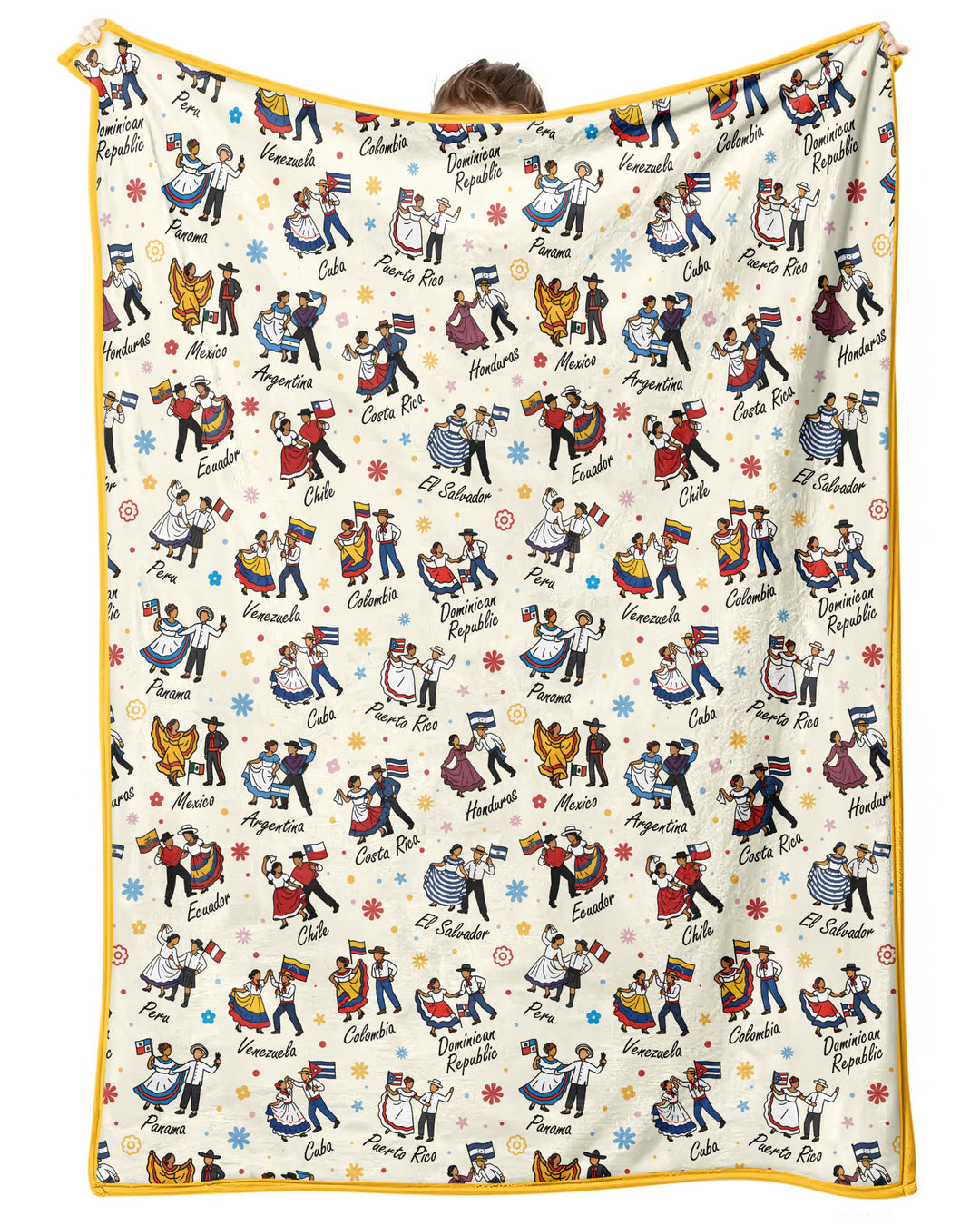 Hispanic Traditional Folkloric Dress Bamboo Blanket