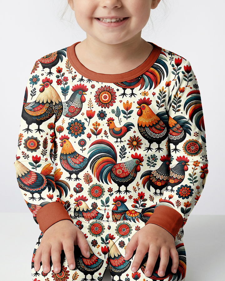 Country Chickens Bamboo Two Piece Long Sleeve Pajama Set