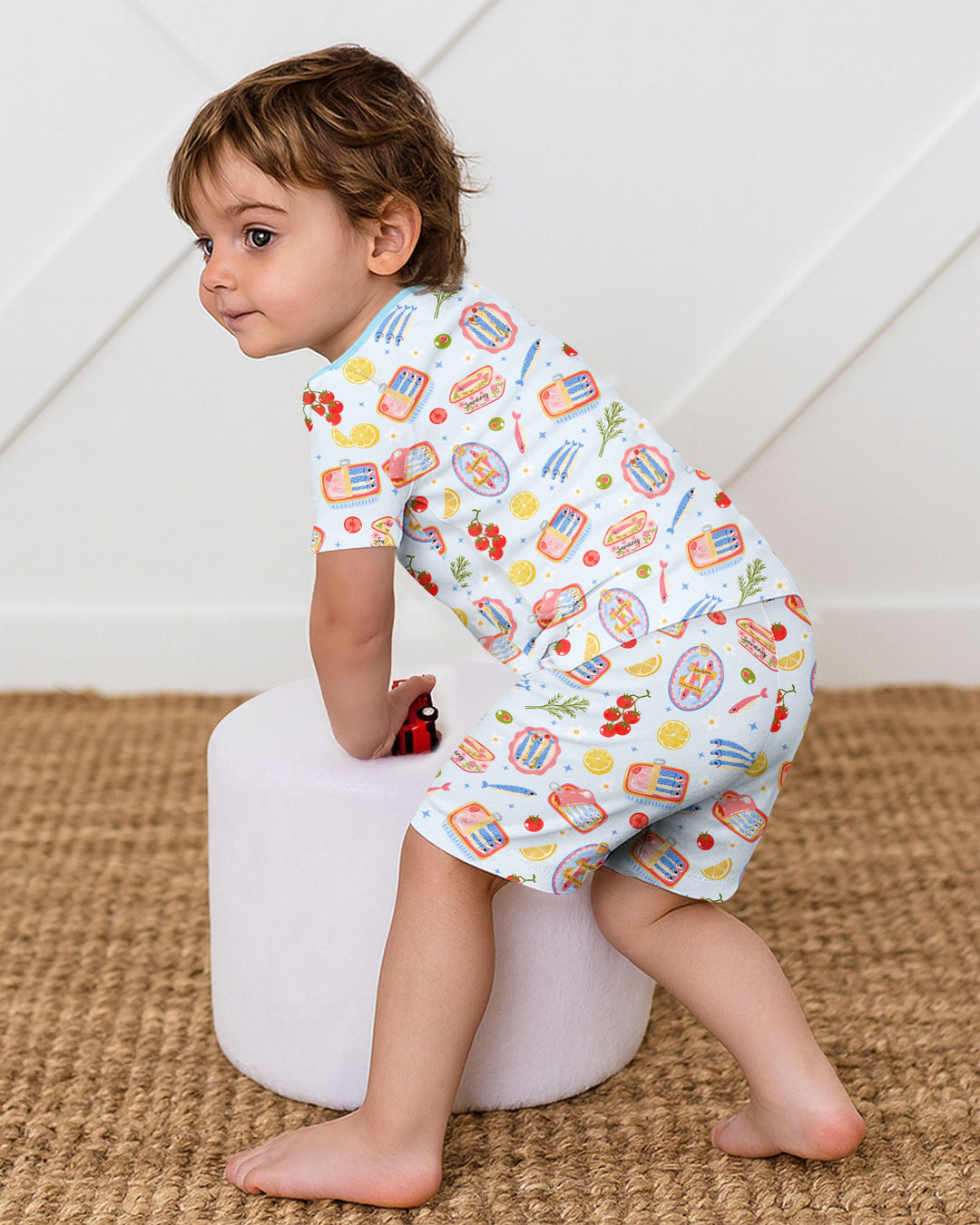 Preppy Sardines Bamboo Two Piece Short Sleeve Shorts Pajama Set