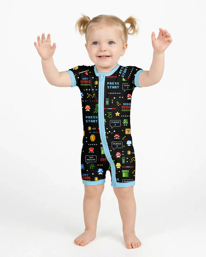 Pixel Game Lover Matching Bamboo Shorty Zippy