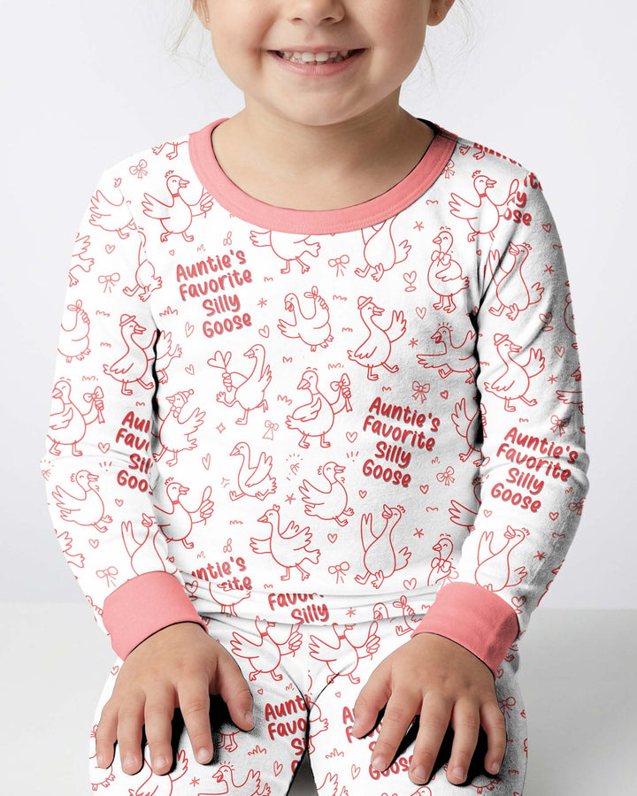 Auntie's Favorite Silly Goose Bamboo Two Piece Long Sleeve Pajama Set