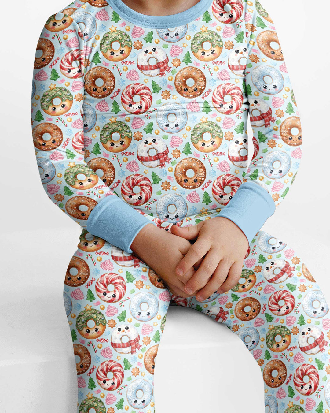 Kawaii Christmas Donuts Bamboo Two Piece Long Sleeve Pajama Set