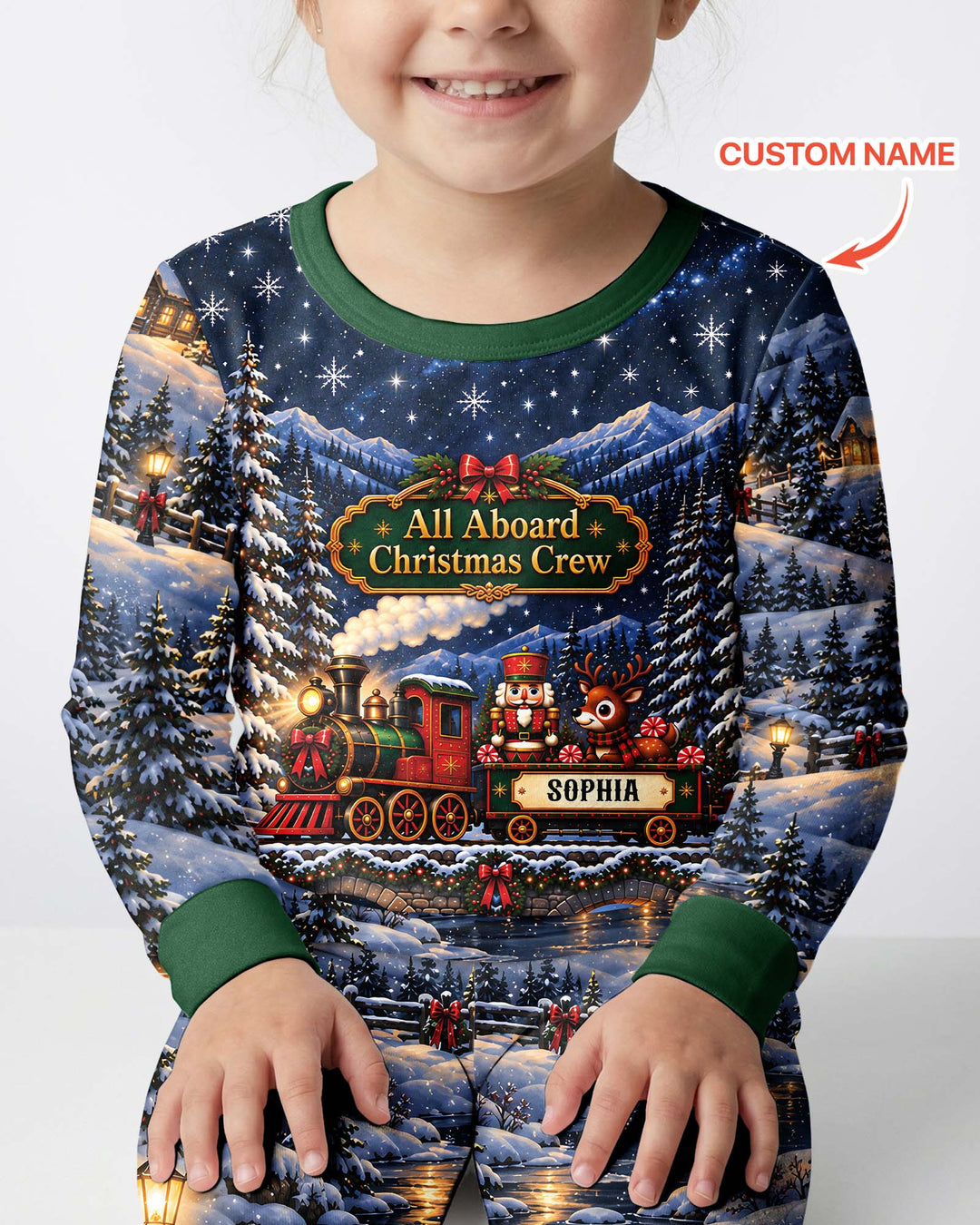 All Aboard Christmas Crew Bamboo Two Piece Long Sleeve Pajama Set