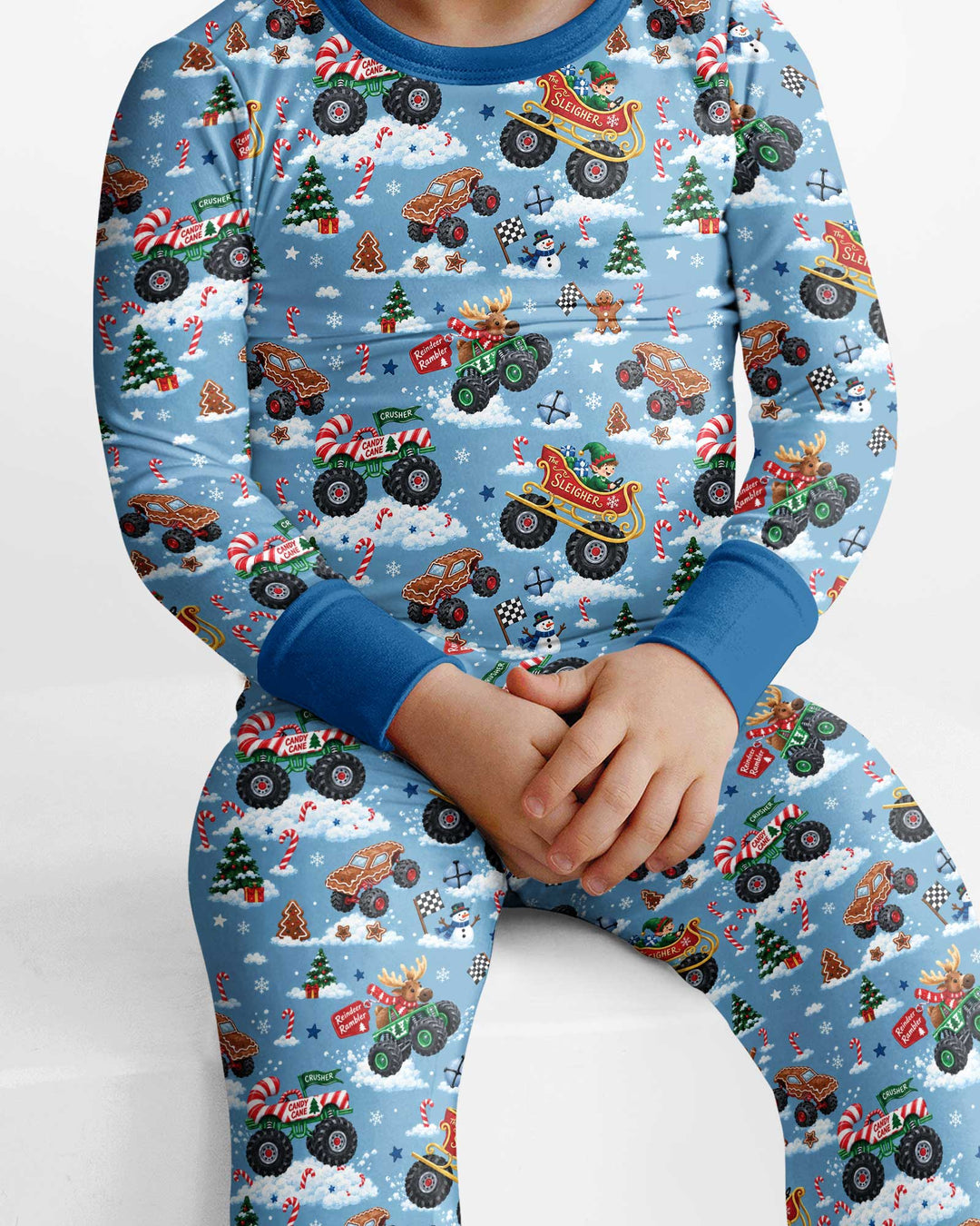 Holiday Monster Truck Bamboo Two Piece Long Sleeve Pajama Set