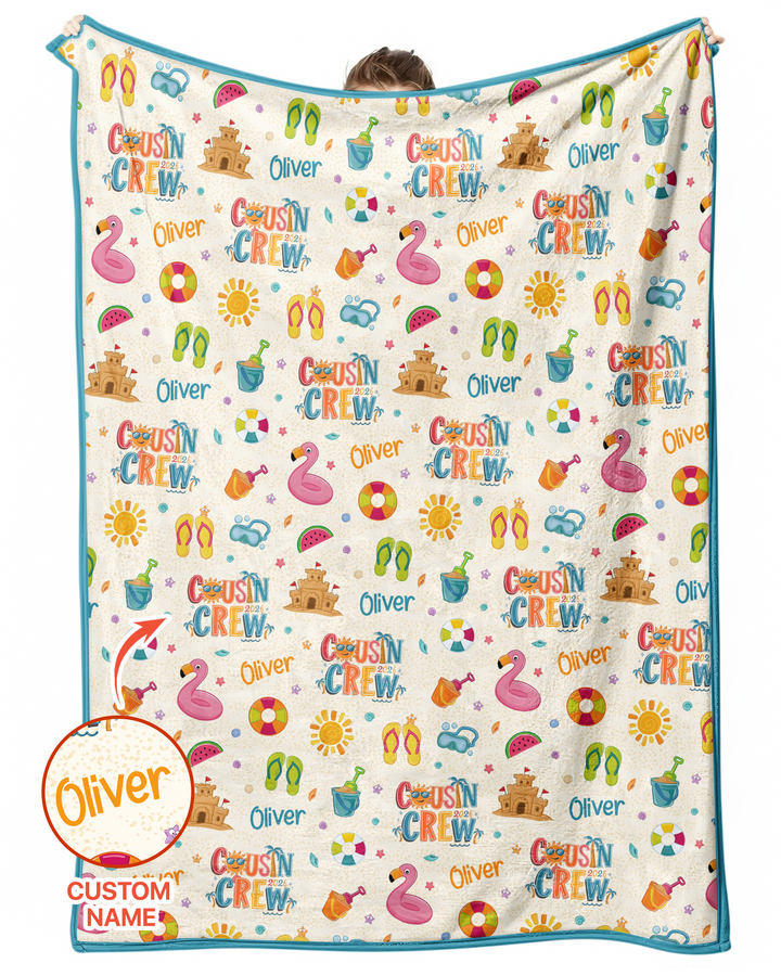 Custom Name Summer 2026 Cousin Crew Bamboo Blanket