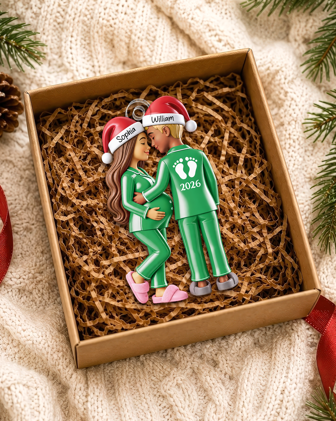 Baby Bump Christmas Personalized Acrylic Ornament