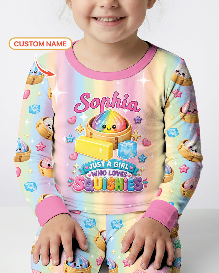 Just A Girl Who Loves Squishy Custom Name Bamboo Two Piece Long Sleeve Pajama Set