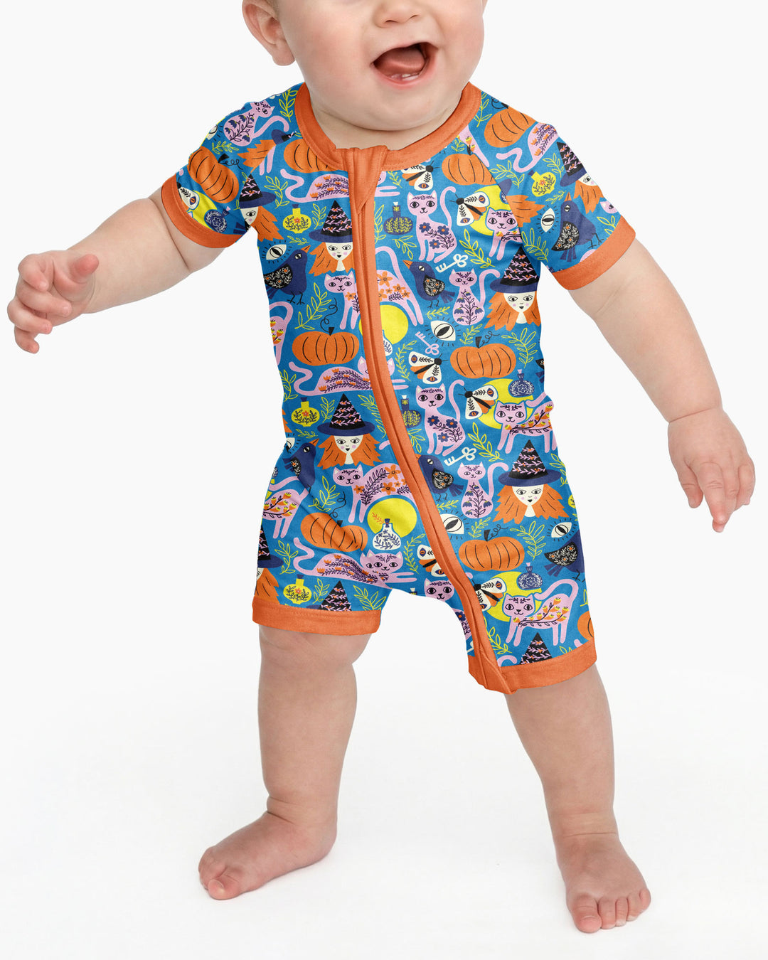 Whimsical Witch Cats Bamboo Shorty Zippy