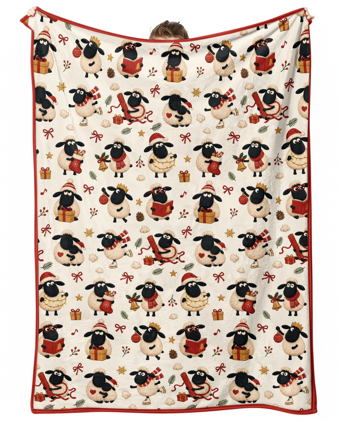 Festive Holiday Sheep Bamboo Blanket