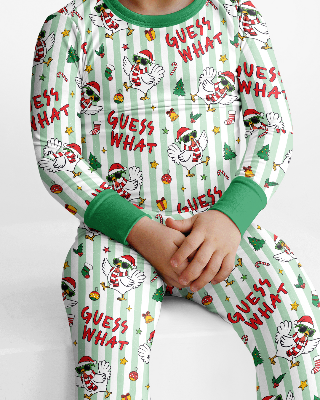 Guess What Chicken Butt Christmas Bamboo Two Piece Long Sleeve Pajama Set