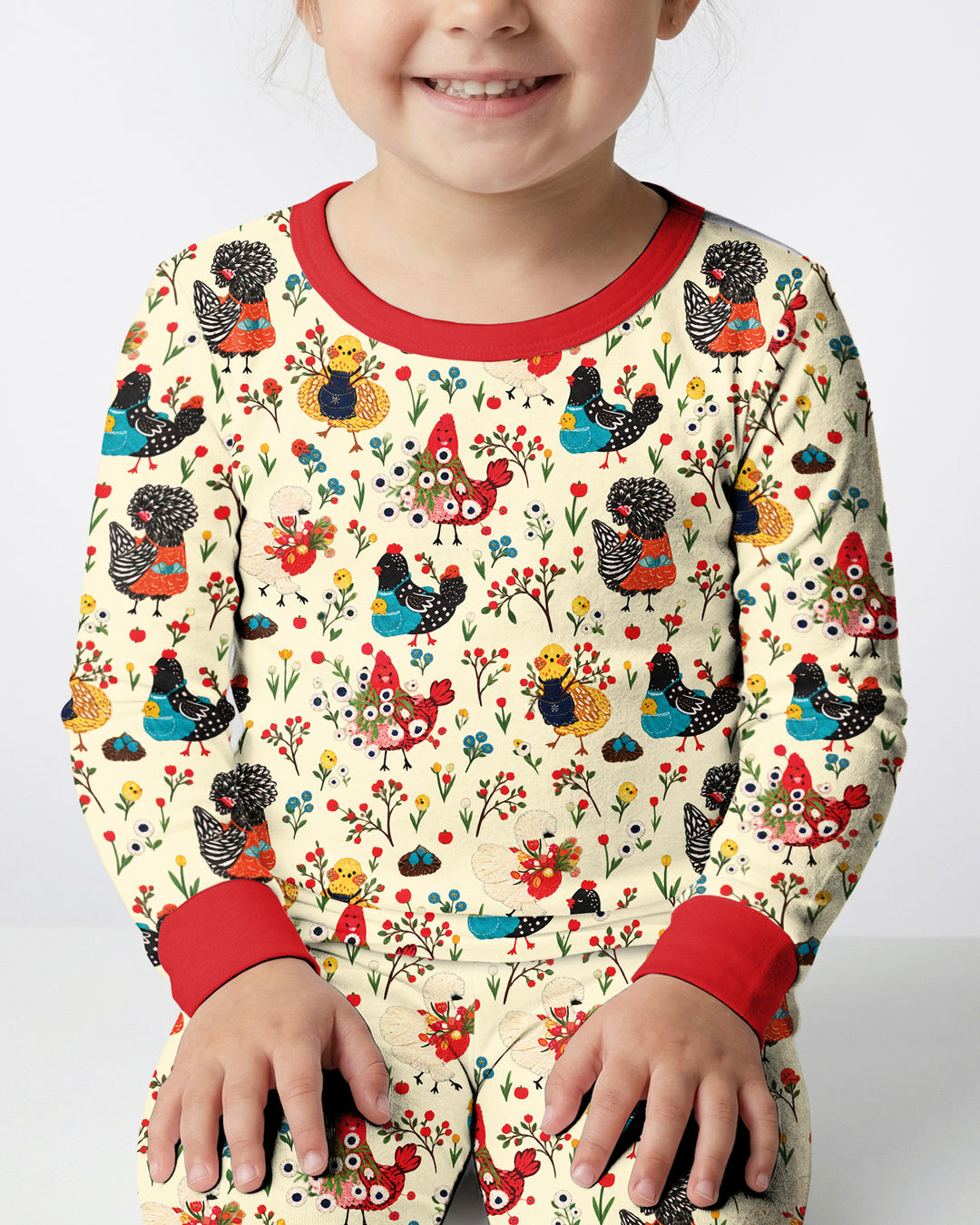 Chicken Garden Bamboo Two Piece Long Sleeve Pajama Set