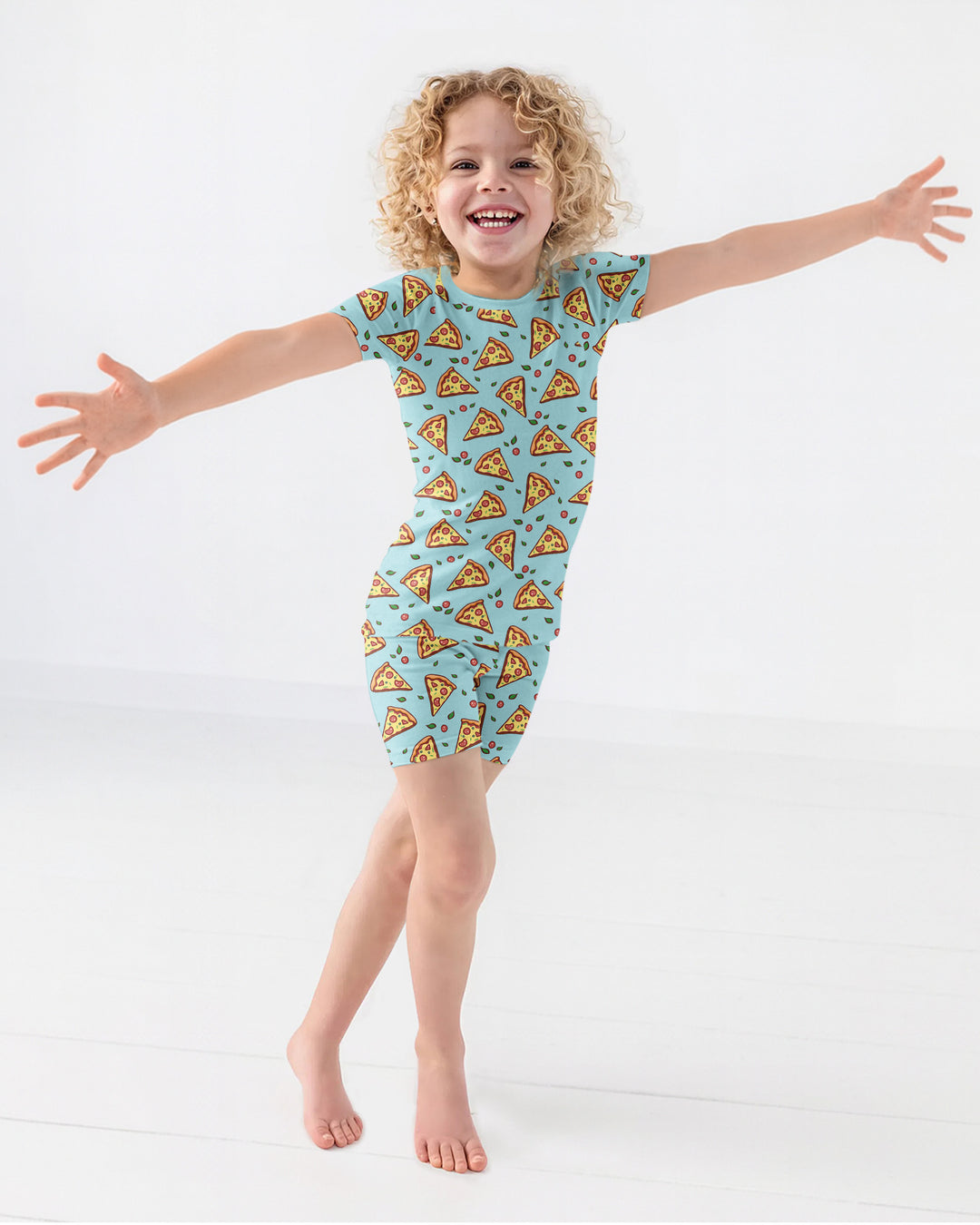 Pizza Doodle Bamboo Two-Piece Short Sleeve Shorts Pyjamas Set