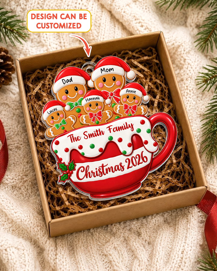 Personalized Christmas Gingerbread Family Acrylic Ornament